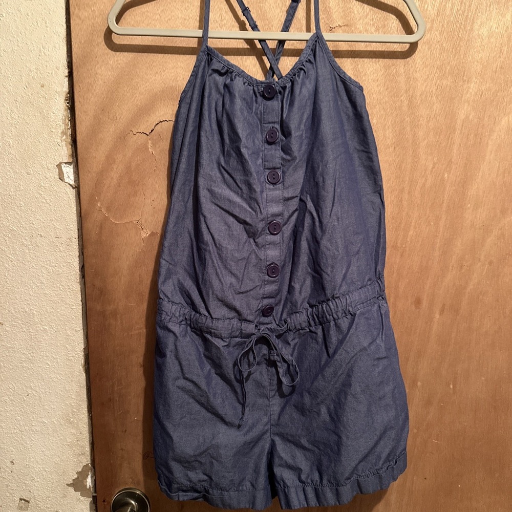 Mossimo Romper Blue Medium Pockets Cross In Back